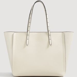 Mango White Stud Shopper Bag